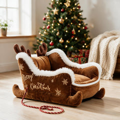 Cozy Christmas Sleigh Pet Bed