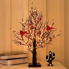 Vintage Glowing Tree with Cardinals