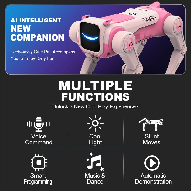 Multiple functions: voice command, cool light, stunt moves, programming, music and demo