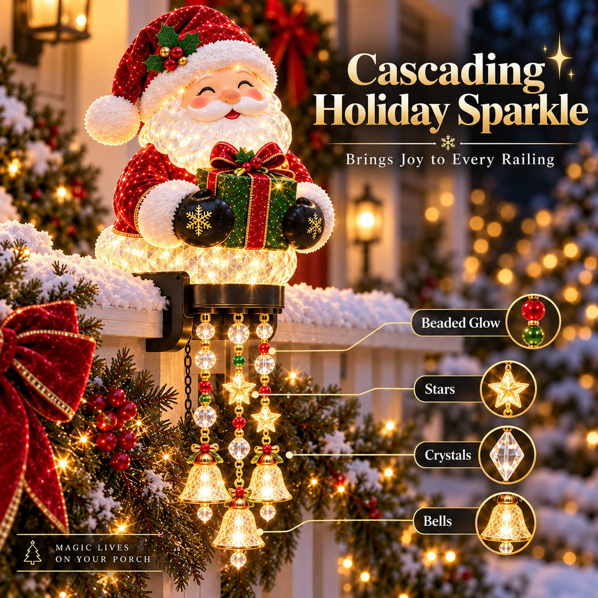 Hanging beads, stars, crystals and bells