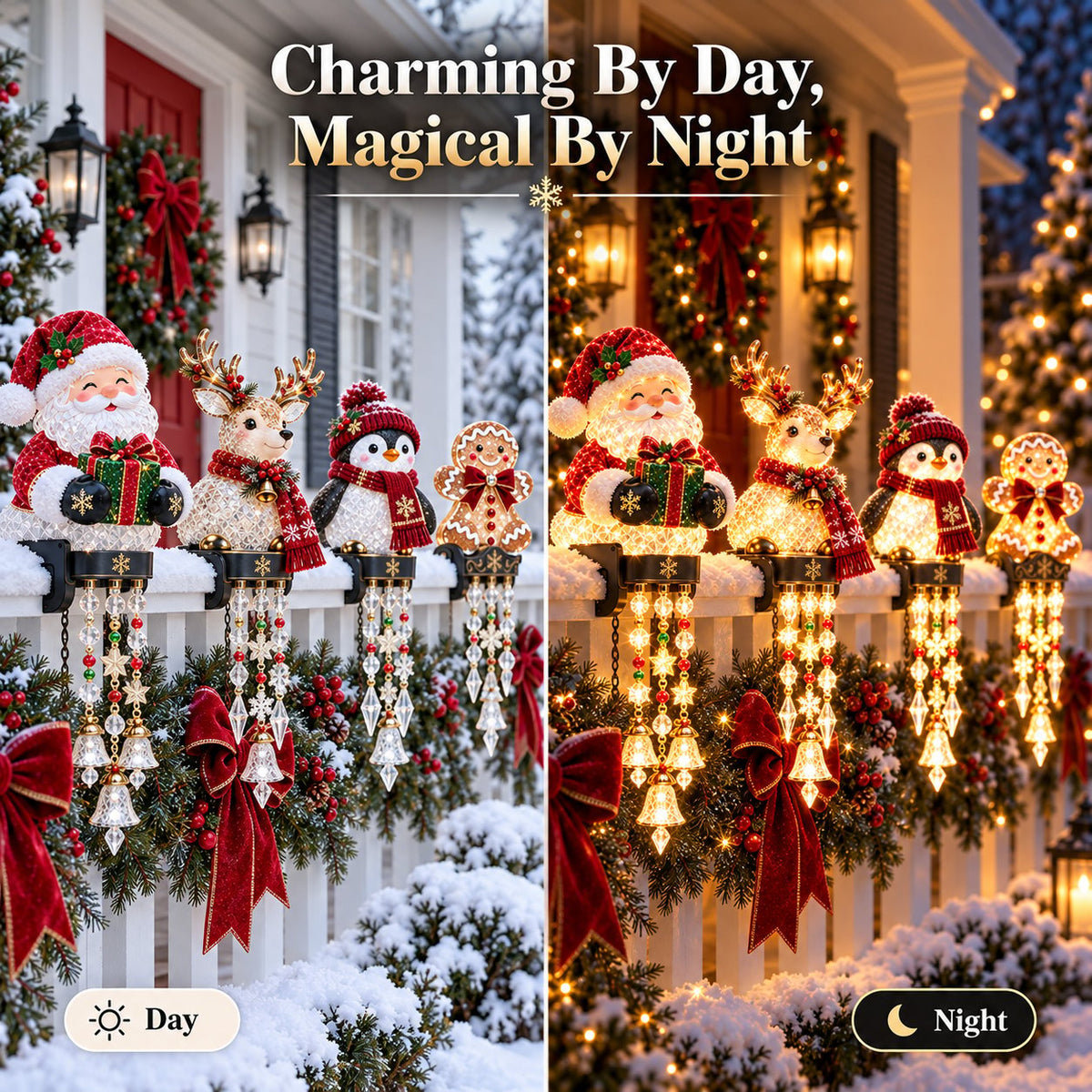 Railing lights by day and by night