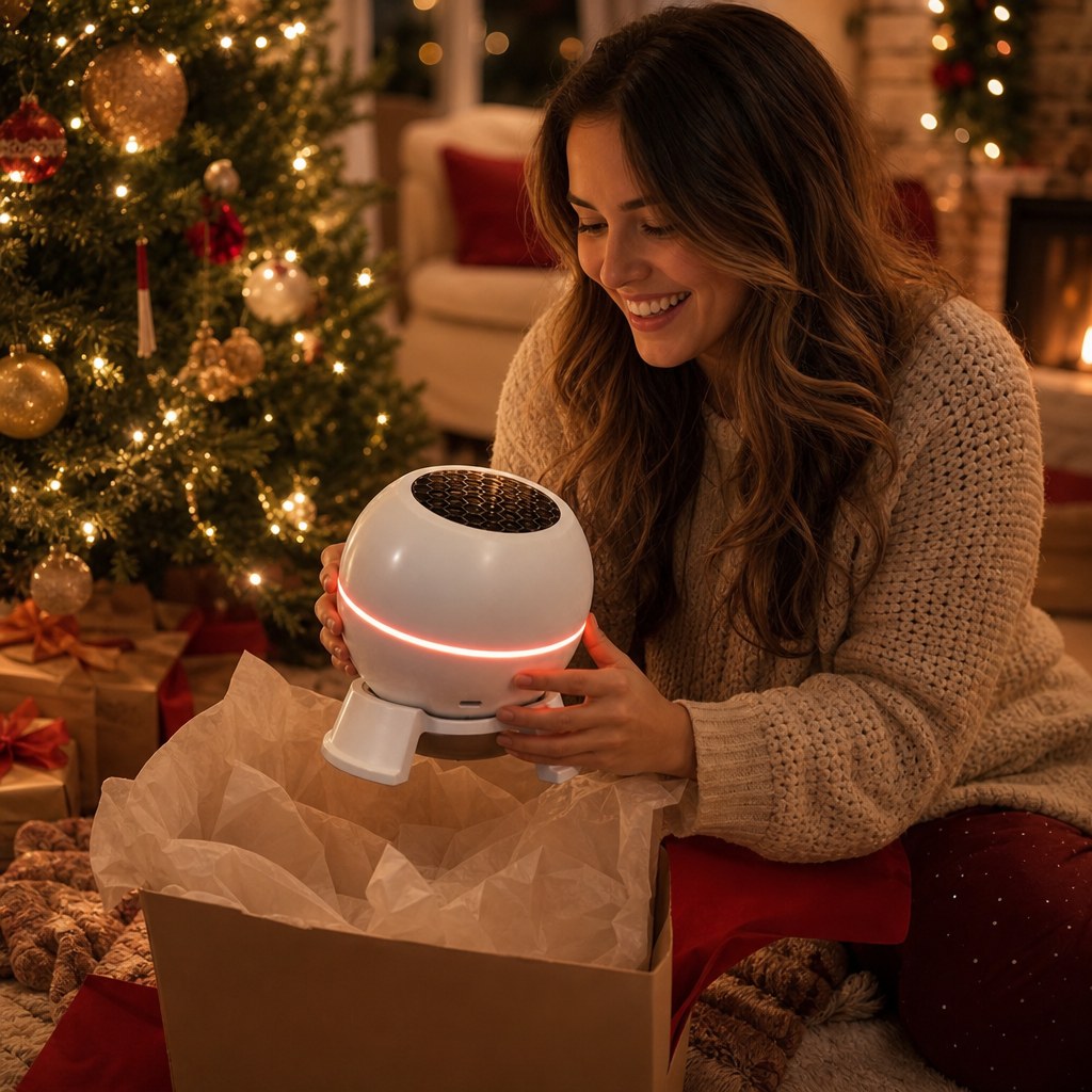 Unwrapping the Christmas projector as a gift
