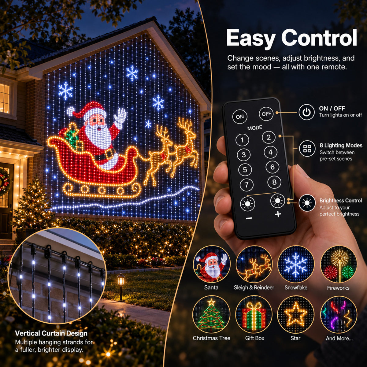 Easy remote control to switch scenes and brightness